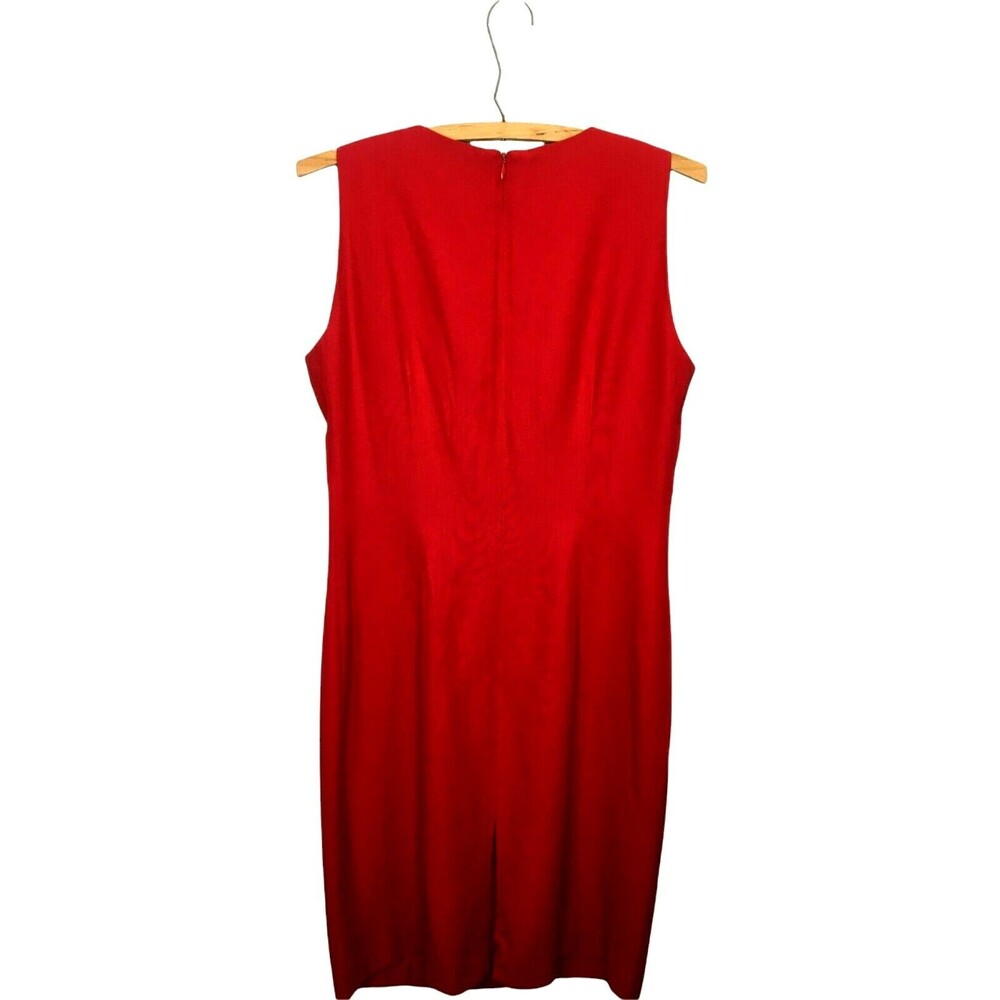 Vintage Little Red Dress 8 Sleeveless Yoke Knee Zip Sheath Back Slit Classic - Picture 2 of 6